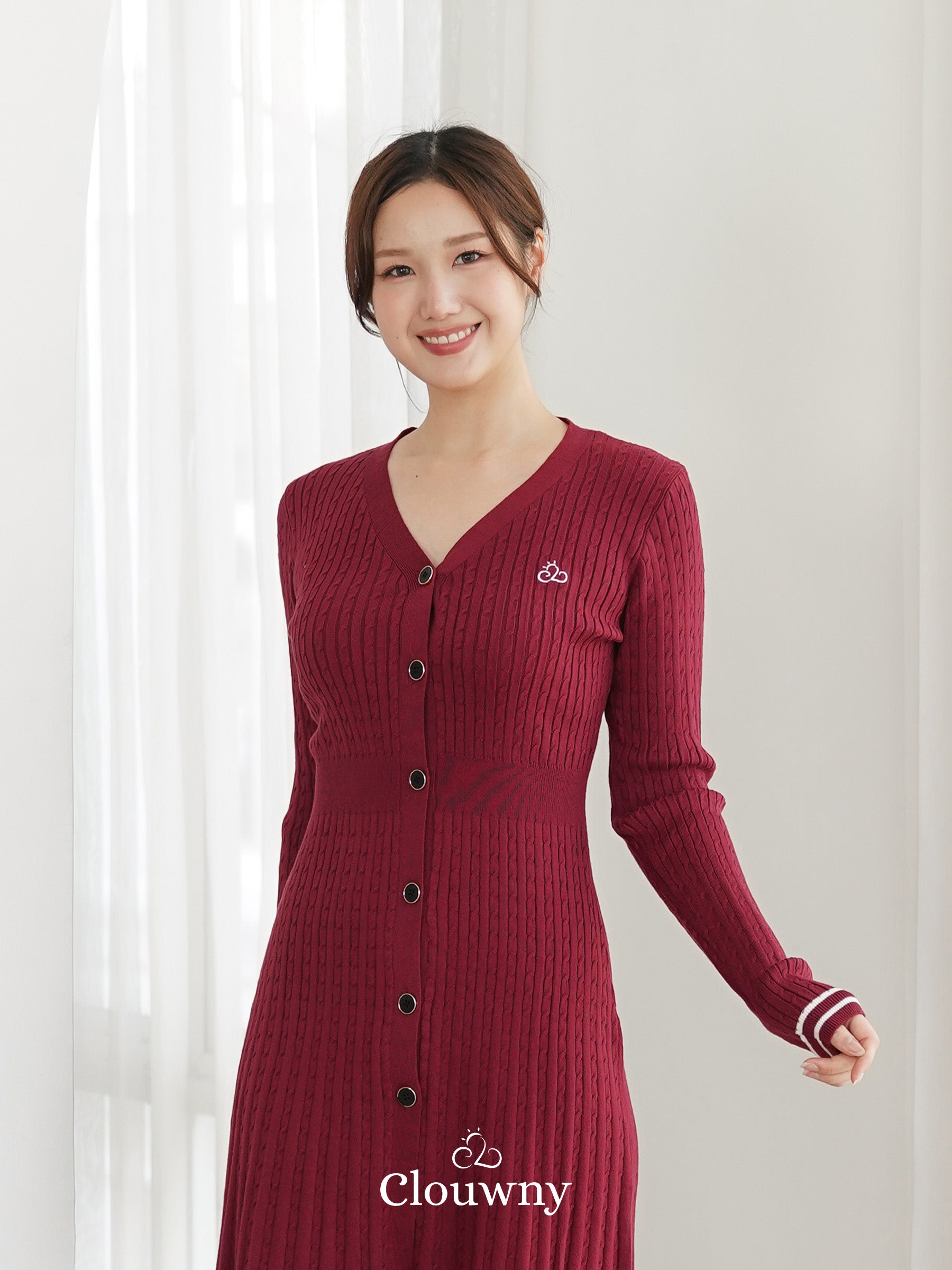 Scarlet Longsleeve Knit Dress - Maroon